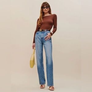 reformation cary slouchy wide leg jeans - Colorado wash